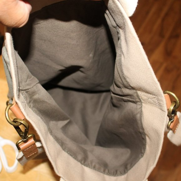 FEED Canvas Go To Foldover Sage Tote Bag with/Leather Trim & Removable Strap - Picture 5 of 5